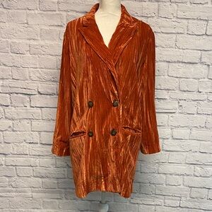 Free People Daria Crinkled Velvet Double-Breasted Blazer Size XS